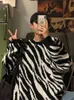 Men's Sweaters Harajuku Men's Sweater Street Zebra Stripe Black White Classic Colors Casual Retro Male Knitted Y2K Hip Hop Ye PulloversM