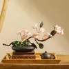 Vases japonais zen créatif ffat ovale vase fleur art ensemble de room de salle de thé vivant décoration douce ornementsVases6190744