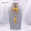 Dubaï ensembles de bijoux collier en or pendentif boucle d'oreille ensemble pour les femmes africaines France fête de mariage indien 24K ensemble de bijoux de mariée cadeaux 201222