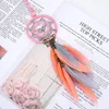 Interior Decorations Mini 38cm Vintage Dream Catcher Car Pendant Wind Bell Sen Handmade Girl Pink Holiday Decoration Birthday Gift Feather H