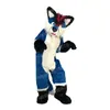 Simulatie Blue Husky Fox Dog Mascot Costuums Hoogwaardige stripkarakter Outfit Pak Halloween volwassenen Maat Verjaardagsfeestje Outdoor Festival Jurk