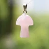 Natural Stone Carved 20mm Mushroom charms pink Quartz Chakras Crystal Tiger Eye Hand Pendant Charms For DIY Jewelry Making Necklace