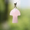 Natural Stone Carved 20mm Mushroom charms pink Quartz Chakras Crystal Tiger Eye Hand Pendant Charms For DIY Jewelry Making Necklace