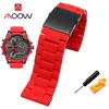 Bracelets de montre 28mm Bracelet en silicone en acier inoxydable boucle pliante hommes bracelet de remplacement rouge pour Thedaddie DZ7370 DZ7396 Hele22