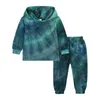 Bambini Tie Dye Set di abbigliamento Abiti firmati Ragazze Felpe con cappuccio a maniche lunghe stampate Pantaloni Abiti Felpa Pantaloni Tute Ragazzi Moda Cappotto Pantalone Abbigliamento per il tempo libero 2 pezzi / set B7987