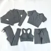 Yoga Outfit 2/3PCS Seamless Women Set Gym Clothes Fitness Long Sleeve Crop Top High Waist Leggings Sports Suits Workout SportswearYoga