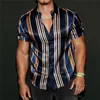 Camicia a righe vintage da uomo estiva Moda casual manica corta di lusso Hawaii s per uomo Blusas Camisa Masculina 220321