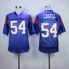 Blue Mountain State Goats Movie Football Jersey 7 Moran 54 Castle zszyta koszulka Blue White