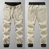 Men's Pants Men's Winter Zip Pockets Mens Joggers Sweatpants Black Grey Thick Warm Fleece Male Casual Thermal Track Trousers Big Size