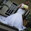 Czarne dziewczyny Suknia ślubna syreny 2022 Koronki z długim rękawem Afrykańskie sukienki ślubne African Plus size ślubne