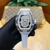 Uxury Watch Date Luxury Mechanics Watches Richa Wristwatch Ghost Milles mecânicos automáticos R Assista Hollowed Diamond Skull com pessoal exclusivo