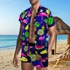 Survêtements pour hommes 2022 été hommes shorts ensembles Streetwear impression à manches courtes plage homme chemise hawaïenne bouton survêtement décontracté deux pièces Ou