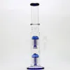 Hookah glass bong water pipe 13 inches blue double branch filter transparent straight bongs
