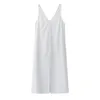 여름 여성 솔리드 흰색 v 넥 슬립 벨라스 패션 드레스 스플릿 탱크 드레스
