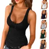 Ribbed Knitting Tank Top Summer Women Sexy Button U-neck Sleeveless Strap Vest Woman Casual White Corset Tank Top 220519