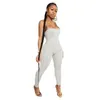 Womens tasarımcı giyim için atlama atlar bahar ve yaz kapalı omuz onesies süt ipek sutyen bölünmüş pantolon bodysuits seksi slim fit tulum