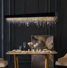 현대 부엌 섬 크리스탈 샹들리에 고급 식당 LED 매달린 조명기구 금/검은 색 홈 장식 실내 램프