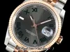 DIWF 36 126231 SA3235 Automatyczne męże Watch dwa ton Rose Gold Fleted Bezel Grey Green Rzymskie Markery 904L stalowa jubilesteel Bransoletka Super Edition Pureteme D4