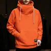 Tjocka fleece hoodies män höst vinter hög hals huva hoodies vindtät hip hop hoodies män modekläder toppar avslappnad