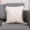 Cushion/Decorative Pillow Cotton Tufted Cushion Cover 45x45cm Thick Tassel Design Decorative Decor Sofa Case Boho WhiteCushion/Decorative