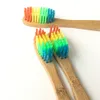 Wooden Bamboo Oral Care Whitening Teeth Soft Head Rainbow Colors Black Eco-Friendly Adult Child Toothbrush Fy8704 0511