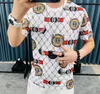 2022 camisetas masculinas verão versão europeia de manga curta nova moda masculina de seda gelo impressão digital legal tendência da moda camiseta gola redonda