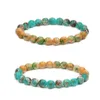 Pulseras con dijes Pulsera de cuentas de lluvia con manchas azules de piedra natural para mujeres y hombres Pareja simple Mandala Yoga Meditación Joyería RegaloCharm Kent22