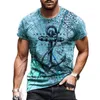 Tekne Ankraj Baskı Mens T Shirt Moda Yaz Oneck Kısa Kollu Gündelik Gevşek Tshirt Plus Boyut XXS6XL TEES Üstler Men Giyim 220607