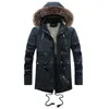 Heren Down Parkas Kalenmos Winter Fleece Warm Casual Jacket Men Winddichte dikke dikke bont kraagjas mode buiten lange phin22