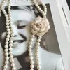 チョーカー パール レイヤード ネックレス 大きな椿の花のネックレス DIY デザイナー CcChokers