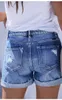 Women Jeans Button Mid Rise Distressed Cuffed Rolled Hem Casual Denim Pants Jeans Shorts