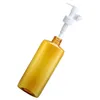 Packing Clear Yellow Plastic Bottle White Lotion Press Pump Bring Card Buckle Flat Round Bottle Empty Refillable Cosmetic Portable Packaging Container 200ml