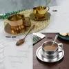 Stainless Steel Coffee Cup 3 Pcs/Set Coffee Stirring Spoon Cups Tray Household Milk Water Mug Party Banquet Drink Wine Tumbler BH6614 WLY