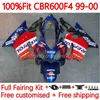 Injection mold Body For HONDA CBR 600 F4 FS CC 600F4 600CC 1999-2000 Bodywork 136No.67 100% Fit CBR600F4 CBR600 F4 99 00 CBR600FS 1999 2000 OEM Fairing Kit Repsol blue