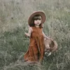 Robes de fille enfants printemps été bébé filles lin solide jupe dentelle plissée sans manches douce princesse robe enfants vêtements 1-8Y