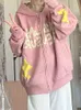 Sweter z kapturem swetra Słodka harajuku kawaii list gwiazda nadruk różowy zamek błyskawiczny Fresh Wind Jacket College Fashion Street Y220810