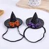 Halloween kostuum feest heksenhoed hoofdband voor kinderen pailletten bowknot pointy cap haardband kinderen bandanas elastische hoofdband