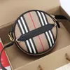 Round Crossbody Bag Women Handbag Purse Canvas Striped Mini Circle Bags Fashion Letter Clutch Bags Removable Shoulder Strap 7A Quality