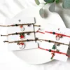 Thème de noël corde tressée bracelet goutte à goutte huile père noël wapiti arbre de noël pendentif bracelets femmes enfant cadeaux fête bijoux cadeaux