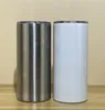 Bicchieri per sublimazione vuoti dritti Thermos per tazza da caffè con coperchi e cannuccia da viaggio Skinny per la stampa da 20 once