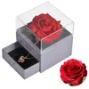 Couronnes de fleurs décoratives, boîte à bijoux de roses éternelles avec collier d'amour, étui de bague de proposition préservé, cadeaux de noël pour la saint-valentin