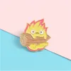 Calcifer Smalto Pin Personalizzato Giapponese Anime Spille Elfo di Fuoco Distintivo per Borsa Spilla Fibbia Howl Gioielli Amici Regalo GC1354