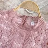 Damenblusen, Damenhemden, schicke Haken-Blume, hohle Spitzenbluse, Damen-Tops, 2022, Sommer, Vintage-Stil, Puffärmel, Frau, elegante Mode