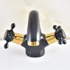 Bathroom Sink Faucets Black Oil Rubbed Gold Color Brass Single Hole Deck Mount Cross Handles Vessel Basin Faucet Mixer Water Taps Mnf476