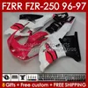 Yamaha FZR250R FZRR FZR 250R 250RR FZR 250 R RR 96-97 바디 144NO.12 FZR250-R FZR-250R FZR-250 FZR250 R RR 96 97 FZR250RR 1996 페어링 키트 팩토리 레드 화이트