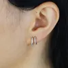 Hoop Huggie 100% 925 Sterling Silver Geometric CZ Double Circle Earring Minimal Delicate Classic Simple Women Jewelryhoop