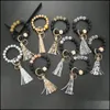 Party Favor Event Supplies Festive Home Garden Black Frosted Wood Bead Armband Keychain Fash DHSCR