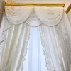 Curtain & Drapes Princess Style White Lotus Leaf Lace Velvet Embroidered Window Screen Curtains For Living Room Bedroom Partition CurtainCur