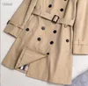 HOT CLÁSSICO casaco de moda feminina meio longo/design de marca de alta qualidade com cinto de ajuste fino trincheira/tecido de algodão grosso grosso feminino trincheira B3868F500 tamanho S-XXL kahki