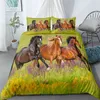 Running Horse 3D Sängkläder Set King Queen Double Full Twin Single Size Säng Linne